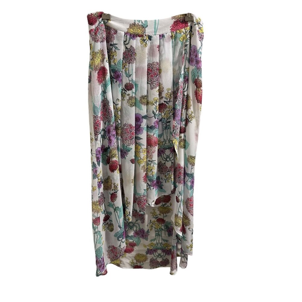 👗 2/$30 👗 Floral Print Pleated Hi-Lo Maxi Skirt With Elastic Waist sz M